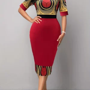 Graphic Print Splicing Dress